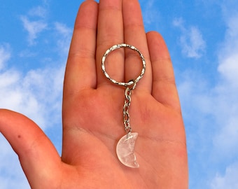 Quartz Moon Keychain