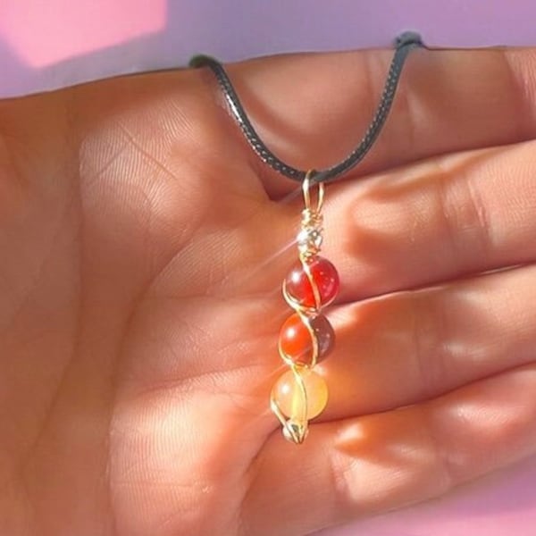 Fiery Energy Crystal Necklace, Carnelian and Red Jasper Necklace, motivation, willpower, strength, passion, high energy crystal necklace