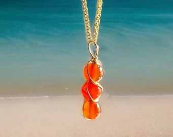 Carnelian Necklace, Healing Crystal Necklace, Handmade Necklace, Wire Wrapped Jewelry, Handcrafted jewelry, Genuine Carnelian