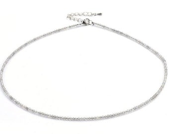 Labradorite Necklace, Beaded Labradorite Healing Crystal Necklace, 16" Gemstone Necklace, Full Beaded