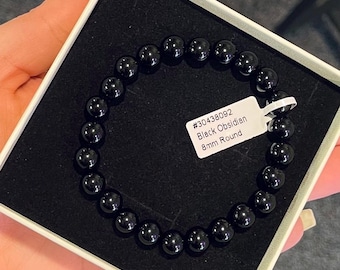 Zwarte obsidiaanarmband, bescherming, aarding, retour naar de afzender, schaduwwerk, genezing, obsidiaansieraden, edelsteenarmband