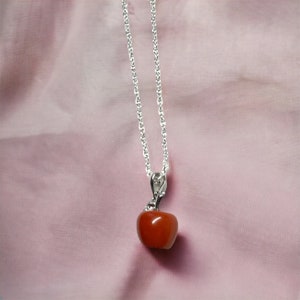 Red Jasper Apple, Red Jasper Apple Necklace, Gift for Teacher, Apple Necklace, Healing Crystal Necklace, Genuine Red Jasper Crystal