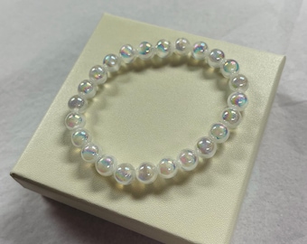 Angel Aura Quartz Bracelet, Angel Aura Jewelry, Healing Crystals, Spiritual, Intuition, Crown Chakra, Divine Energy, Angels
