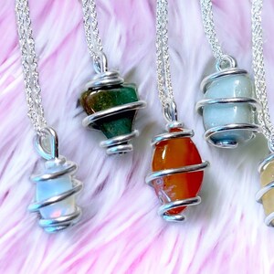 Healing Crystal Necklaces, Buy 2 Get 1 FREE, Many Gemstones Available, Wire wrapped healing crystal jewelry