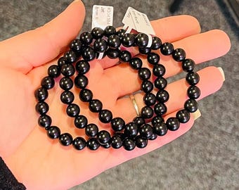 Pulsera de azabache, pulsera de azabache negro, protección, conexión a tierra, límites emocionales, protección energética, pulsera de azabache con cuentas, cristales curativos