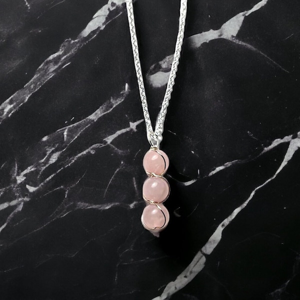 Rose Quartz Necklace, Multi Stone Necklace, October Birthstone Necklace, Healing Crystals, unconditional love, natural healing, calming