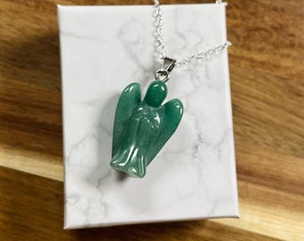Groene aventurijn engelenketting, veel geluk, overvloed, kansen, handgemaakte sieraden, engelenketting, hartchakra, groene kristallen, gezondheid