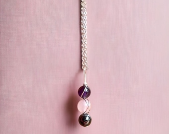 Empath Protection Necklace, Protect your Energy, Hematite, Amethyst, Rose Quartz, Emotional Protection