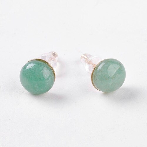 Puces d'oreilles en aventurine verte