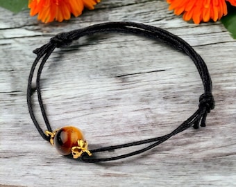 Lightweight, Adjustable Tigers Eye Bracelet, Grounding Crystal, Protection Stone, Motivation Stone, Strength, Tiger Eye Bracelet