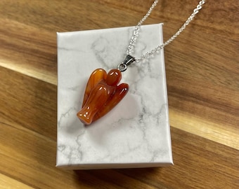 Carneool engelenketting, vitaliteit, kracht, vertrouwen, moed, rode carneool genezing kristallen ketting, carneool sieraden, handgemaakt