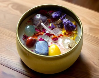 Chakra Candles, Chakra Healing, 4 oz Soy Candle, Chakra Crystals, Assorted Crystal Candles, Healing Crystal Candles