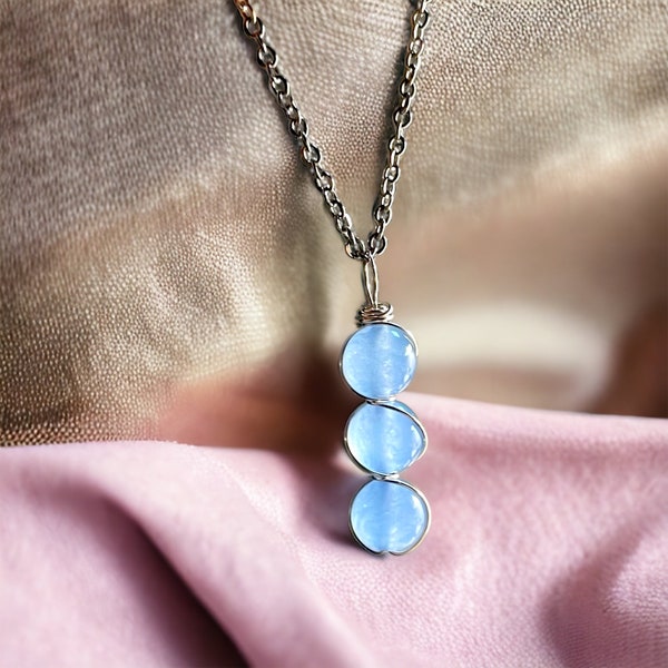 Angelite Necklace, Blue Angelite Healing Crystal Necklace, Multi-stone Necklace, Handmade jewelry, Real crystal jewelry, Raise consciousness