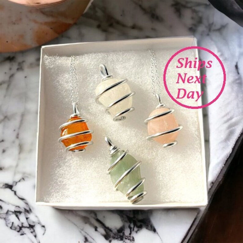 Healing Crystal Necklaces, Buy 2 Get 1 FREE, Many Gemstones Available, Wire wrapped healing crystal jewelry