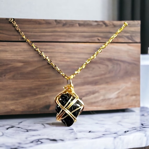 Black Tourmaline Necklace, Protection Crystal Necklace, Protection from evil, evil eye protection, healing crystals, wire wrapped necklace