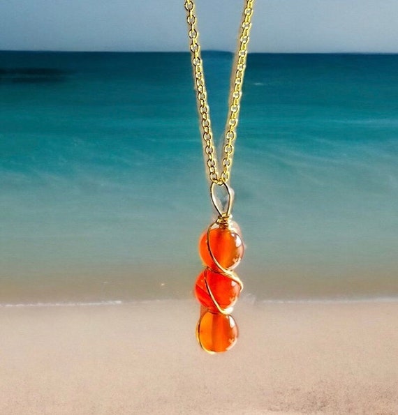Carnelian Necklace, Healing Crystal Necklace, Handmade Necklace, Wire Wrapped Jewelry, Handcrafted jewelry, Genuine Carnelian