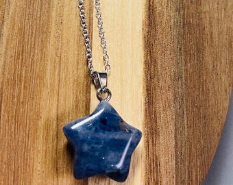 Sodalietsterketting, kristallen sterketting, blauwe sodalietsieraden, helende kristallen ster, intuïtie, vrede, mentale helderheid, derde oog