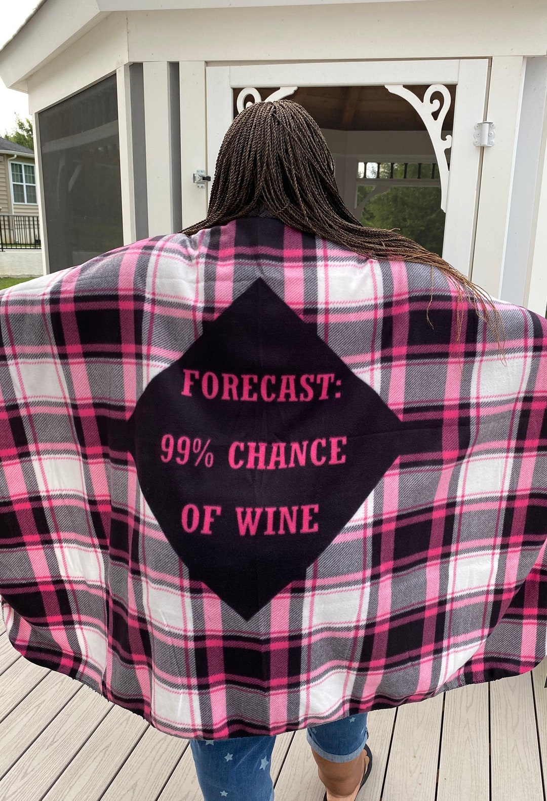 Wine Down Plaid Scarf Blanket Cover up by Fire Pit Items Unique Gifts