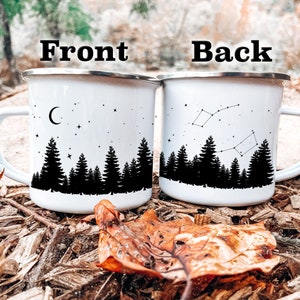 Constellation Camp Mug, Constellations Mug, Forest Mug, Adventure Hiking Mug, Hiking Lover Gift, Enamel Camping Mug