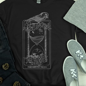 Memento Mori Sweatshirt, Raven Shirt, Memento Mori Skull Shirt, Catholic Sweatshirt, Tarot Card Shirt, Occult Shirt, Goth Sweatshirt