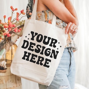Einkaufstasche Mockup, Einkaufstasche Mockup, Einkaufstasche Mockup Vorlage, einfaches ästhetisches Mockup, Einkaufstasche Boho Frau Modell