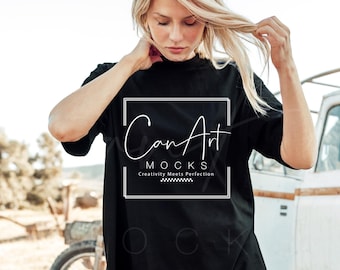 Bella Canvas 3001 T-shirt nera mockup, mockup modello donna maglietta unisex, mockup maglietta digitale, mockup maglietta boho, mockup BC 3001 di alta qualità