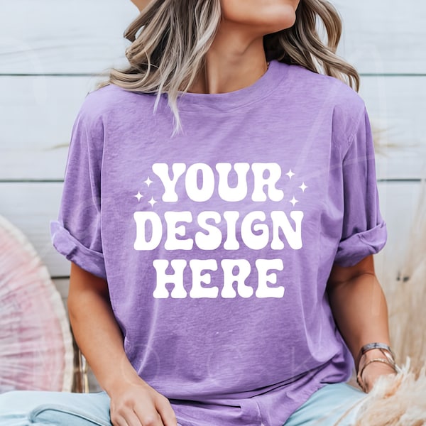 Comfort Colors Violet Shirt Mockup, Purple C1717 Tee Mock, Comfort Violet Shirt Mock, C1717 Rustic Tee, C1717 Violet Shirt Mock Comfort Tee