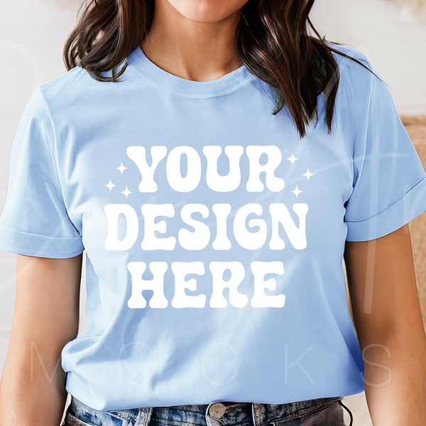 Bella Canvas 3001 Baby Blue Tshirt Mockup, BC 3001 Baby Blue Tee Mockup Bella Canvas Baby Blue Shirt Mock Baby Blue Bella Canvas 3001 Mock