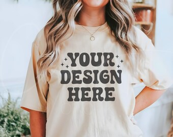 Comfort Colors Ivory Shirt Mockup, Ivory C1717 Tee Mock, Comfort Ivory Shirt Mock, C1717 Rustic Tee, C1717 Sand Shirt Mock Ivory Comfort Tee