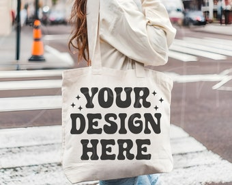 Tote Bag Mockup,  Shopping Bag Mock, Trendy Tote Bag Mock High-Quality Canvas Bag, Product Mockup for Tote Bags, Print On Demand Mockups