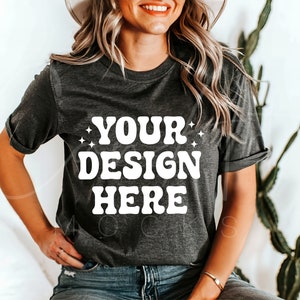 BC Dark Heather Gray Mockup  Bella Canvas Dark Heather Tee Mock  Dark Heather Gray Bella Canvas 3001  Bella Canvas Heather Shirt Template