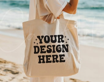 Tote Bag Mockup, Canvas Tote Bag Mockup, Summer Beach Boho Woman - Female Mockup, Beach Bag Mockup, Tote Bag Mock, Boho Tote Bag Designers