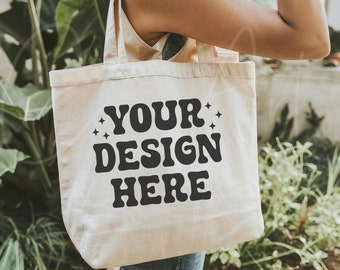 Canvas Tote Bag Mockup, Model Mockup, Blank Tote Bag Design Mockup, Shopping Bag Template, Print On Demand, Aesthetic Gift Bag Mockup