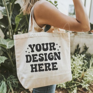 Canvas Tote Bag Mockup, Model Mockup, Blank Tote Bag Design Mockup, Shopping Bag Template, Print On Demand, Aesthetic Gift Bag Mockup