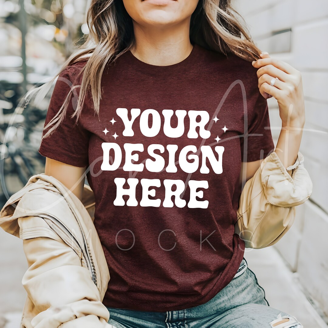 Maroon Bella Canvas 3001 T-shirt Mockup, Maroon Tee Mockup Bella Canvas ...