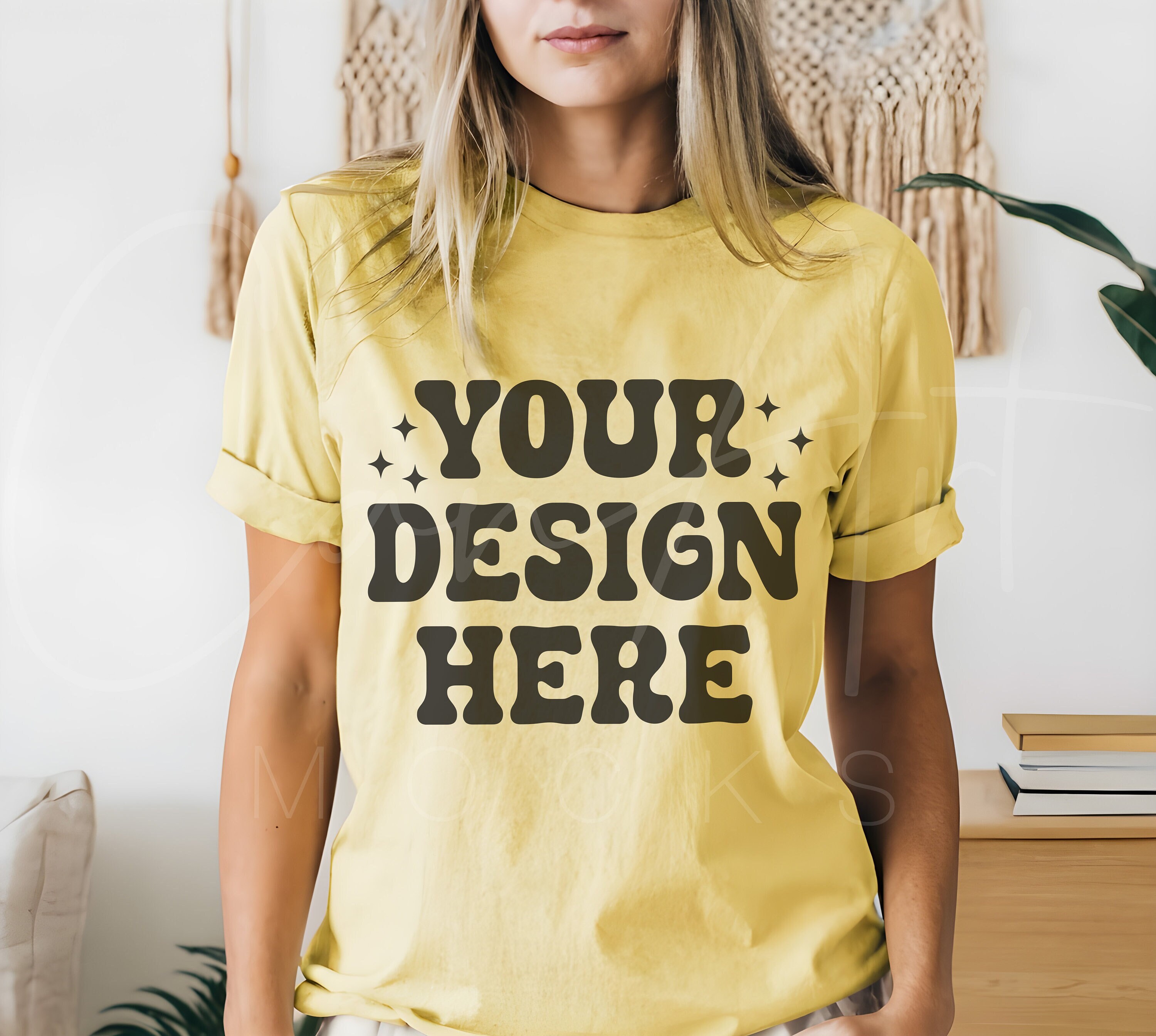 Bella Canvas 3001 T-shirt Mockup in Yellow High-quality Yellow 3001 ...