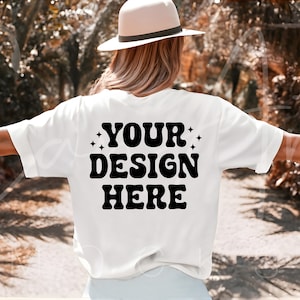 Bella Canvas 3001 White Back Mockup, White Color T-Shirt Back Mockup, Bella Canvas Back View Shirt Template, White Tee Back View Mockup,