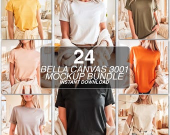 Bella Canvas 3001 Mockups Bundle, 3001 TShirt Bundle POD Woman Model Mockup, High-Quality Professional Blank Tee Collection Instant Download