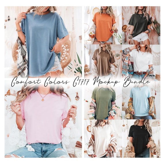 Comfort Colors C1717 Mockup Bundle, T-Shirt Bundle, Pod Mock, Blank T-Shirts, Woman Model Template Digital Instant Download Trendy Mockups