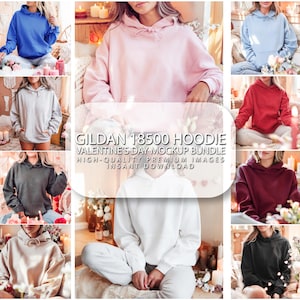 Gildan 18500 Mockup Bundle, Valentine&#39;s Day Hoodie Mockup Bundle Print On Demand Apparel Mockup Bundle Gildan Mockup Bundle Instant Download