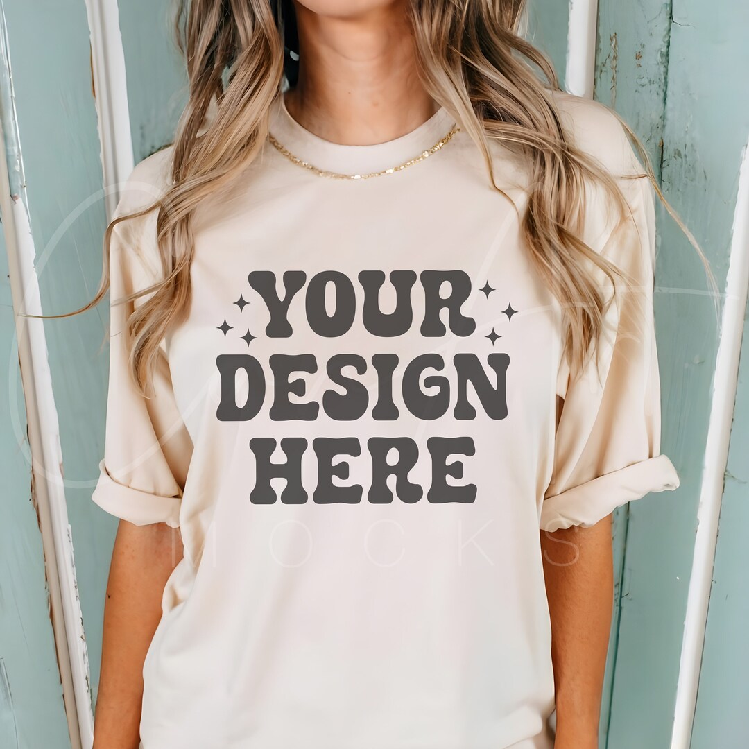 Ivory Comfort Colors Tee Mockup, C1717 Shirt Mockup in Ivory, Comfort