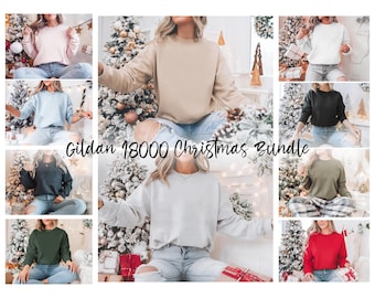 Gildan 18000 Mockup Bundle, Sweatshirt Crewneck Mockup Bundle Print On Demand, Apparel Mockup Bundle, Gildan Mockup Bundle Instant Download