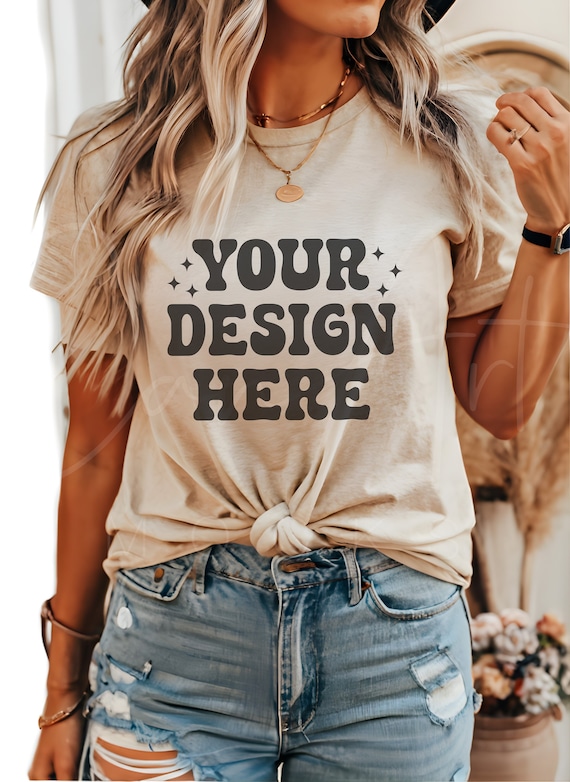Bella Canvas 3001 Natural Shirt Mockup, Natural 3001 Mockup, Bella Natural Shirt, Canvas Natural Mock, 3001 Shirt Display Natural Bella Mock