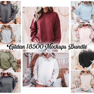 Gildan 18500 Mockup Bundle, Hoodie Crewneck Mockup Bundle Print On Demand, Apparel Mockup Bundle, Gildan Mockup Bundle Instant Download