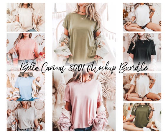 Bella Canvas 3001 Mockup Bundle, BC 3001 T-Shirt Bundle, Pod Mock, Blank T-Shirts, Woman Model Template Digital Instant Download Trendy