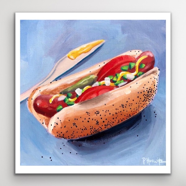 Impression jet d'encre de hot-dog de Chicago l Hot-dog classique l Hot-dog sans moutarde l Impression de hot-dog de style Chicago l Chien de Chicago l Sans moutarde l Art de Chicago