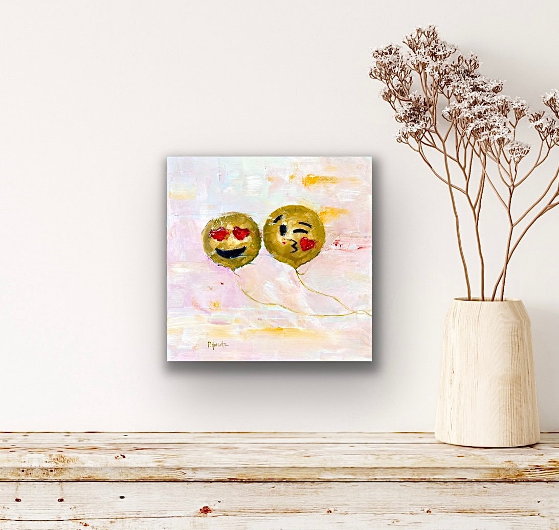 12x12 Inch Oil Painting Original Oil Painting Emoji Etsy