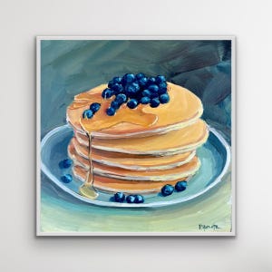 Rustic Kitchen Print l Blueberries and Pancakes l Farmhouse Decor l Kitchen Art l Foodie Wall Decor l Breakfast Decor l Blueberry Art l
