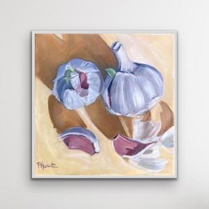 Garlic Cloves Art l Garlic Art l Kitchen Decor l Garlic in Sunlight l Realistic Garlic l Contemporary Art l Garlic Study l Italian Kitchen
