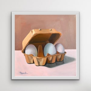 Eggies em Impressão Giclée de Caixa l Arte em Ovo l Decoração para Casa l Arte em Comida l Arte em Cozinha l Arte em Fazenda l Decoração de Ovo l Arte em Caixa de Ovo